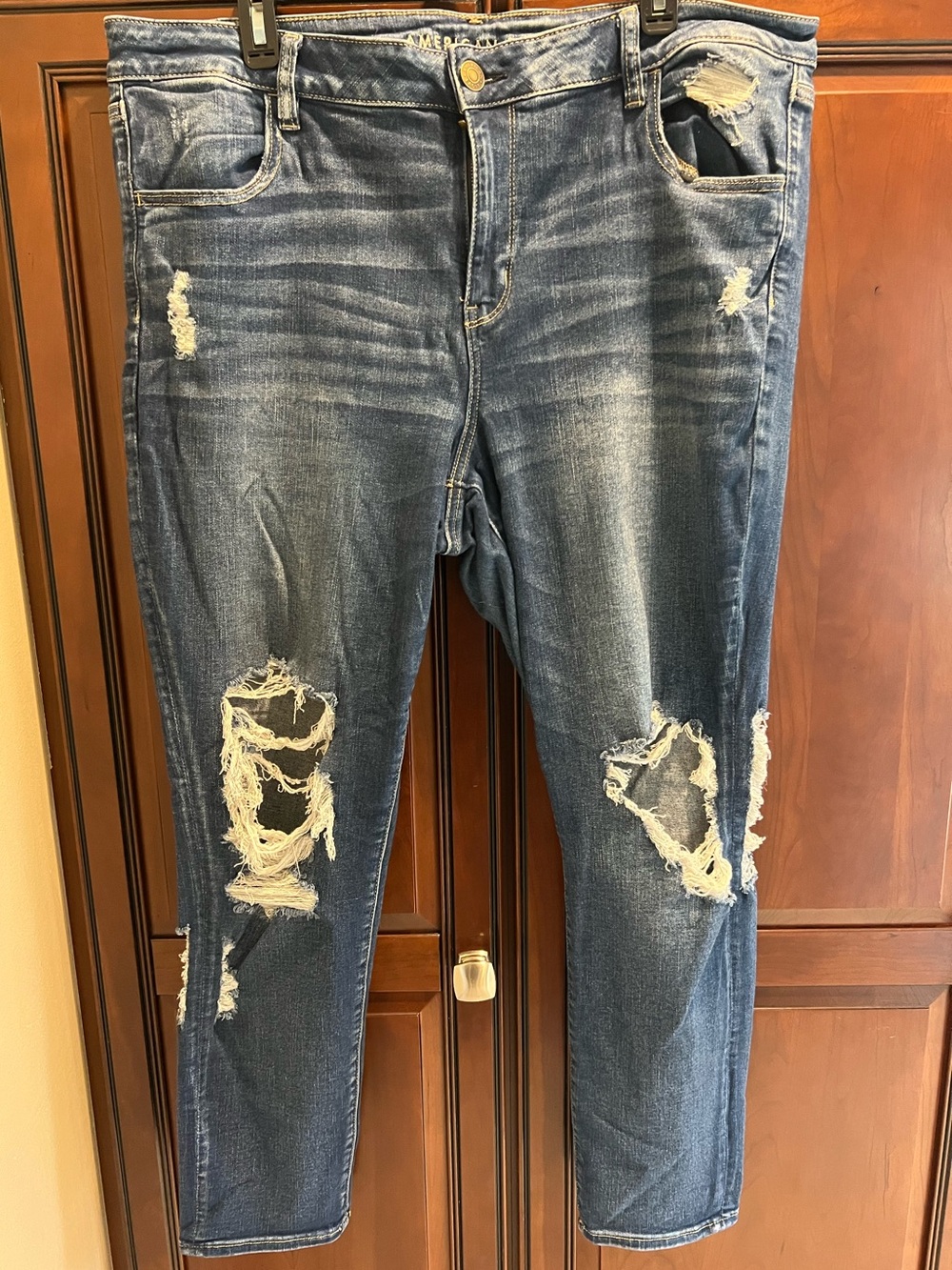 Women’s American Eagle Next Level Stretch Jeans Ripped Distressed Jegging - 20